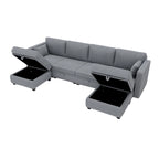 Modulares U-förmiges verstellbares Ecksofa mit umkehrbaren Recamièren und Stausitzen