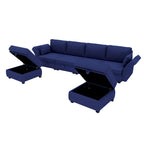 Modulares U-förmiges verstellbares Ecksofa mit umkehrbaren Recamièren und Stausitzen