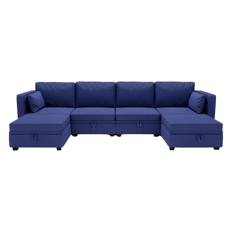 Modulares U-förmiges verstellbares Ecksofa mit umkehrbaren Recamièren und Stausitzen