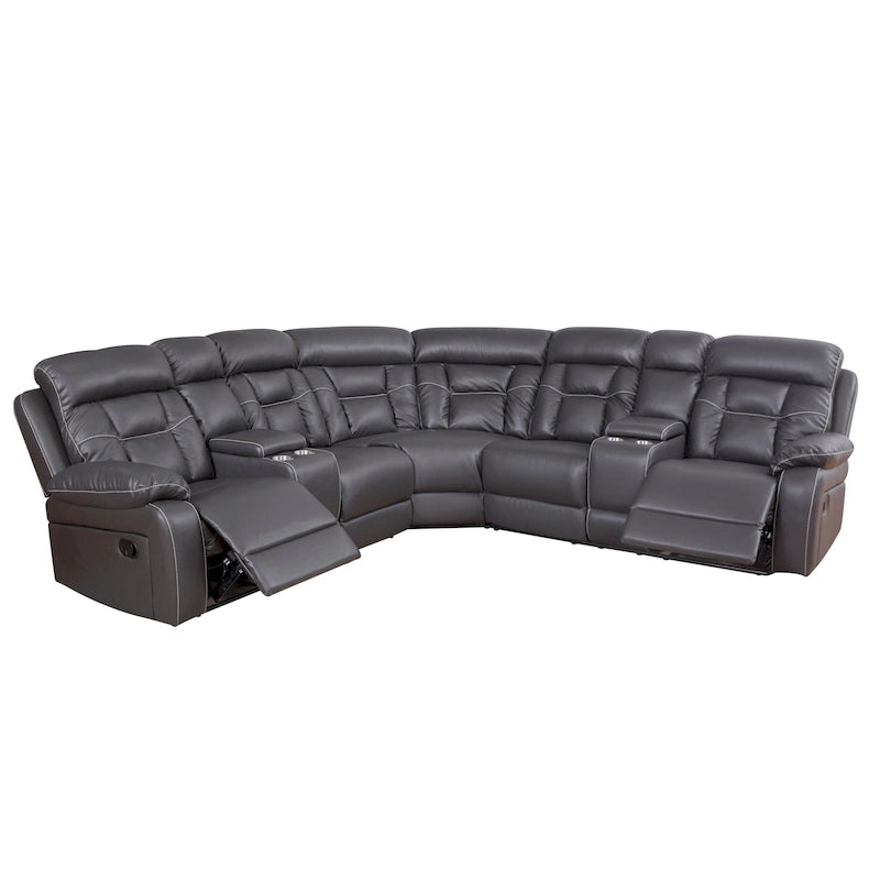 Sofa im Mid-Century Modern Stil mit Kunstlederbezug und Relaxfunktion