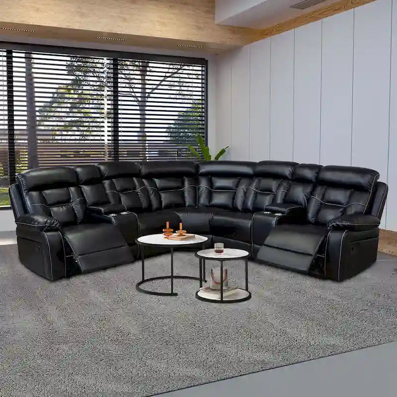 Sofa im Mid-Century Modern Stil mit Kunstlederbezug und Relaxfunktion