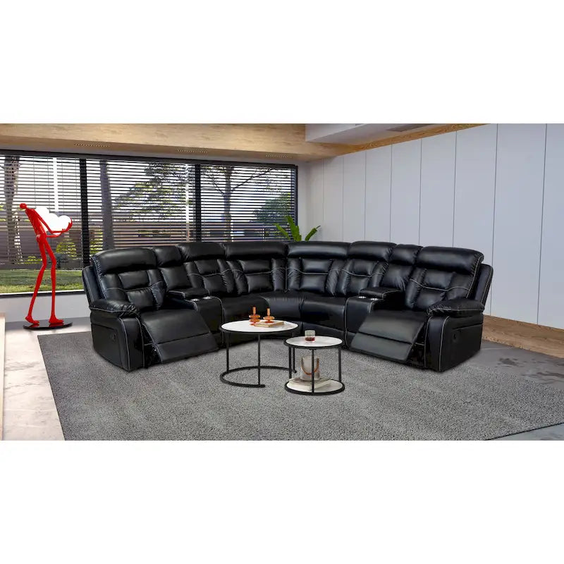 Sofa im Mid-Century Modern Stil mit Kunstlederbezug und Relaxfunktion