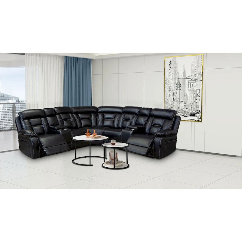 Sofa im Mid-Century Modern Stil mit Kunstlederbezug und Relaxfunktion