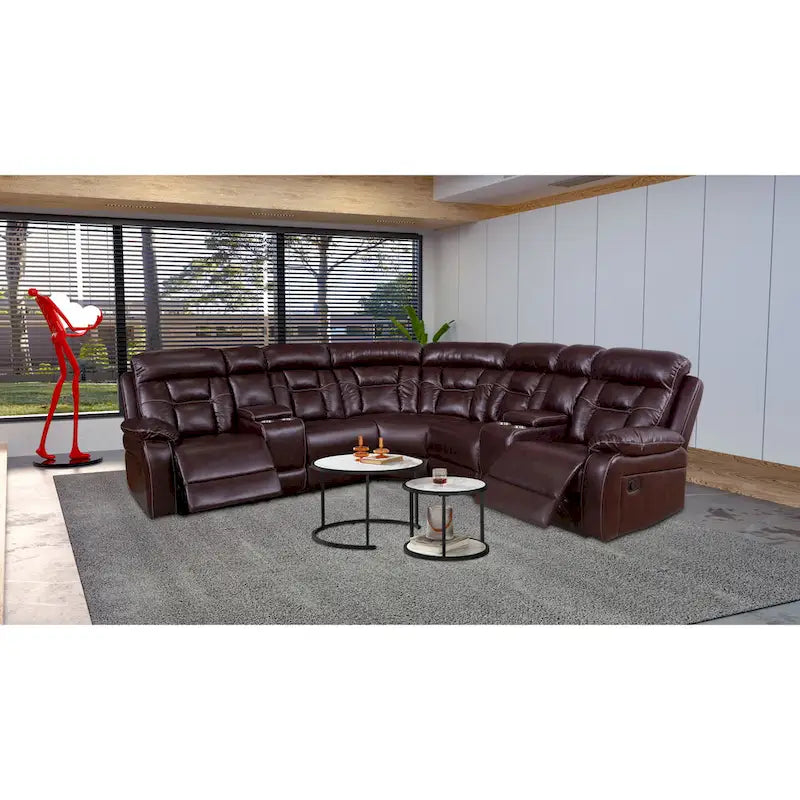 Sofa im Mid-Century Modern Stil mit Kunstlederbezug und Relaxfunktion
