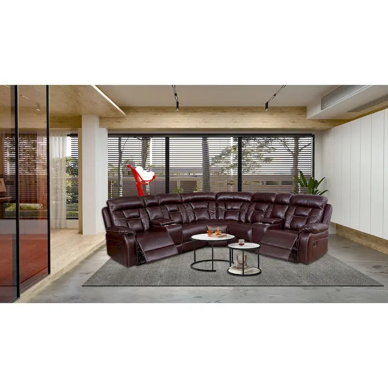 Sofa im Mid-Century Modern Stil mit Kunstlederbezug und Relaxfunktion
