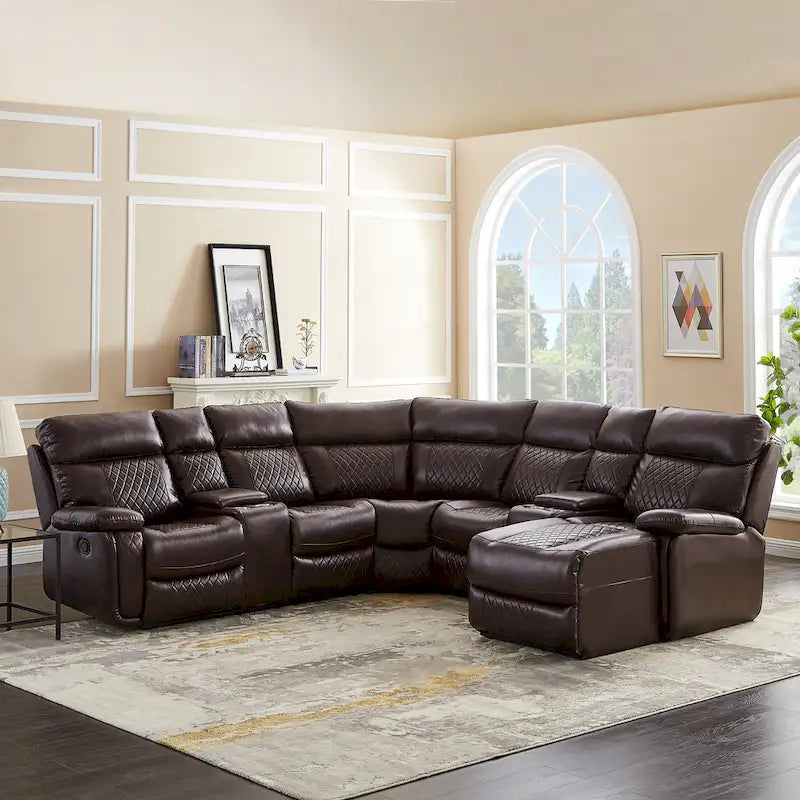 Sofa im Mid-Century Modern Stil mit Kunstlederbezug und Relaxfunktion