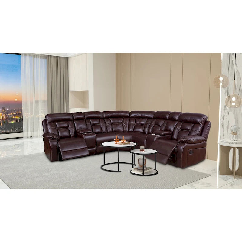 Sofa im Mid-Century Modern Stil mit Kunstlederbezug und Relaxfunktion