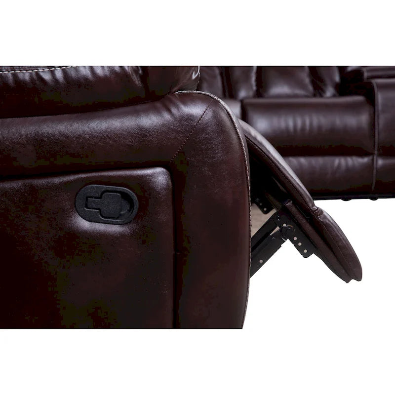 Sofa im Mid-Century Modern Stil mit Kunstlederbezug und Relaxfunktion