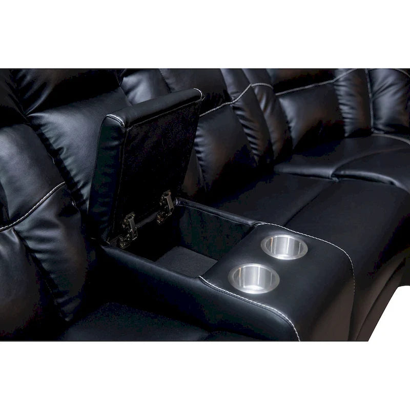 Sofa im Mid-Century Modern Stil mit Kunstlederbezug und Relaxfunktion
