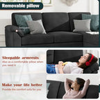 Futzca Sektionssofa, 3-Sitzer L-förmiges Sofa mit abnehmbaren Kissen