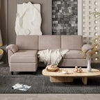 Futzca Sektionssofa, 3-Sitzer L-förmiges Sofa mit abnehmbaren Kissen