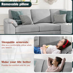 Futzca Sektionssofa, 3-Sitzer L-förmiges Sofa mit abnehmbaren Kissen