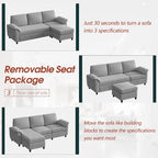 Futzca Sektionssofa, 3-Sitzer L-förmiges Sofa mit abnehmbaren Kissen