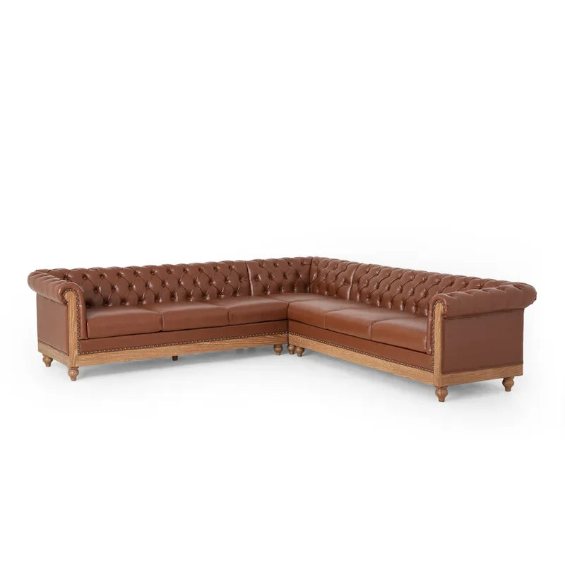 Castalia Chesterfield Tufted 7-Sitzer Ecksofa von Christopher Knight Home – 114,00 L x 70,00 B x 31,50 H