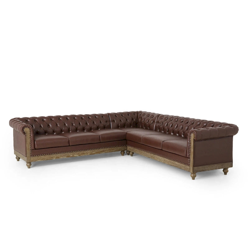 Castalia Chesterfield Tufted 7-Sitzer Ecksofa von Christopher Knight Home – 114,00 L x 70,00 B x 31,50 H