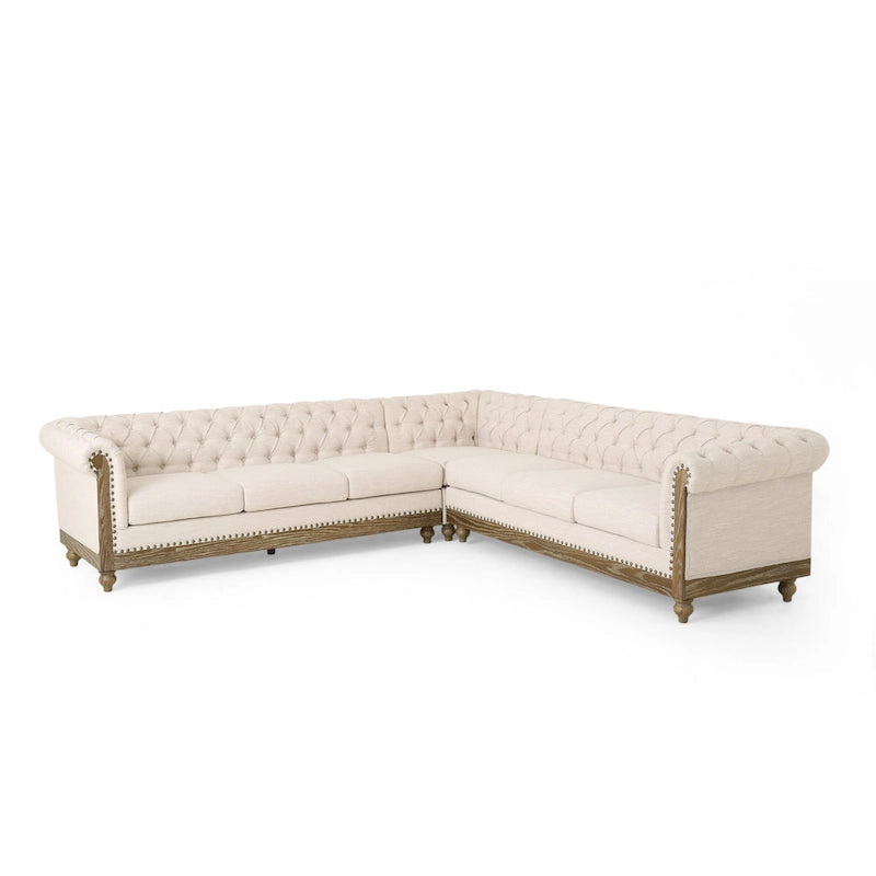 Castalia Chesterfield Tufted 7-Sitzer Ecksofa von Christopher Knight Home – 114,00 L x 70,00 B x 31,50 H
