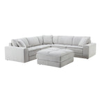 Roundhill Furniture Breton Modernes Modulsofa aus Stoff mit Knopfheftung und Ottoman, Oyster