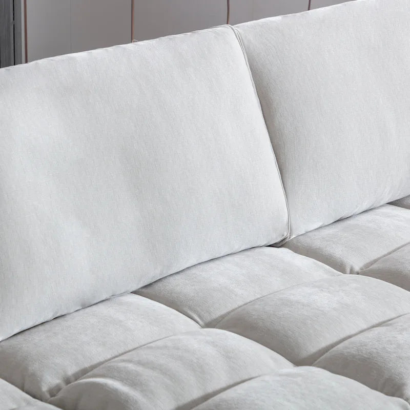 Roundhill Furniture Breton Modernes Modulsofa aus Stoff mit Knopfheftung und Ottoman, Oyster