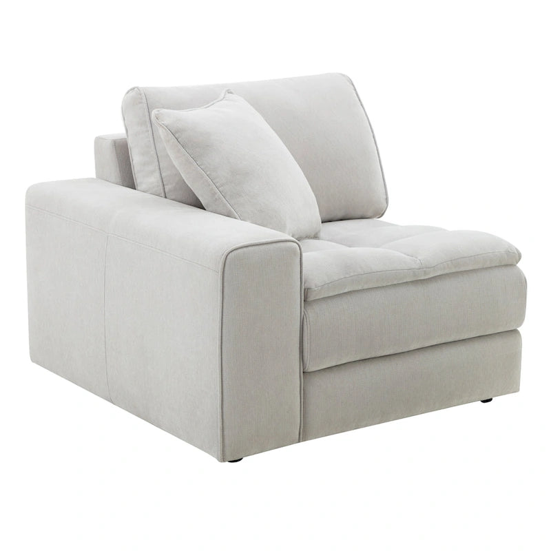 Roundhill Furniture Breton Modernes Modulsofa aus Stoff mit Knopfheftung und Ottoman, Oyster