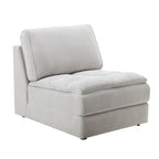 Roundhill Furniture Breton Modernes Modulsofa aus Stoff mit Knopfheftung und Ottoman, Oyster