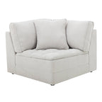 Roundhill Furniture Breton Modernes Modulsofa aus Stoff mit Knopfheftung und Ottoman, Oyster