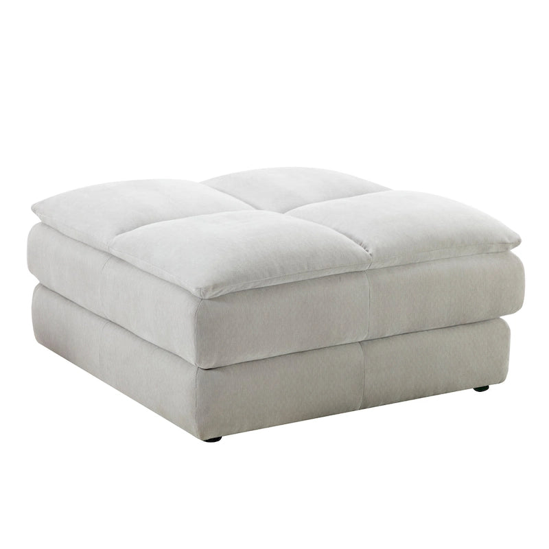 Roundhill Furniture Breton Modernes Modulsofa aus Stoff mit Knopfheftung und Ottoman, Oyster