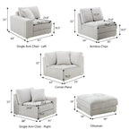 Roundhill Furniture Breton Modernes Modulsofa aus Stoff mit Knopfheftung und Ottoman, Oyster