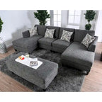 Lauf vierteiliges modulares Ecksofa aus modernem grauem Stoff von Furniture of America