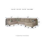 Ballinasloe 3-teiliges Sektionalsofa – Platin