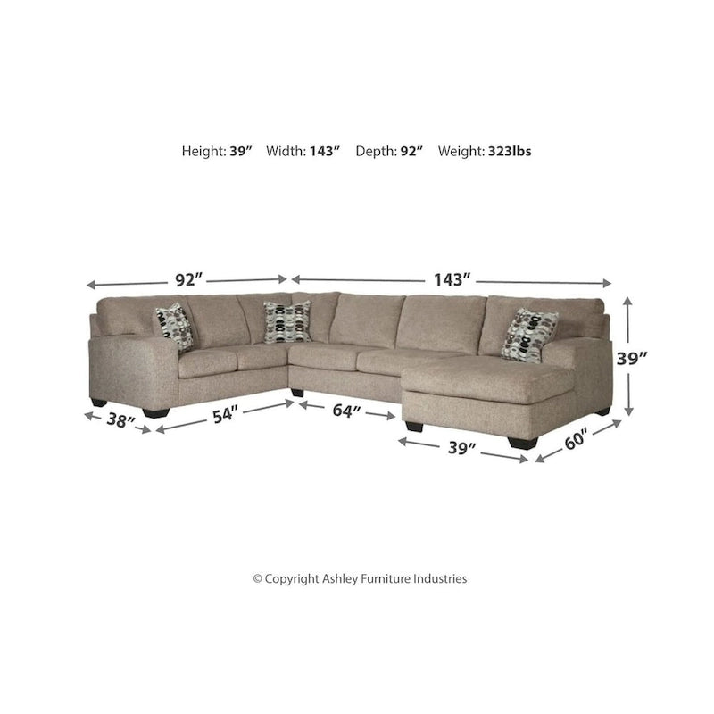 Ballinasloe 3-teiliges Sektionalsofa – Platin