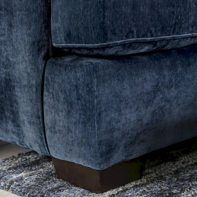 Parthage Zeitgenössisches Chenille-Sofa-Set Marineblau von Furniture of America
