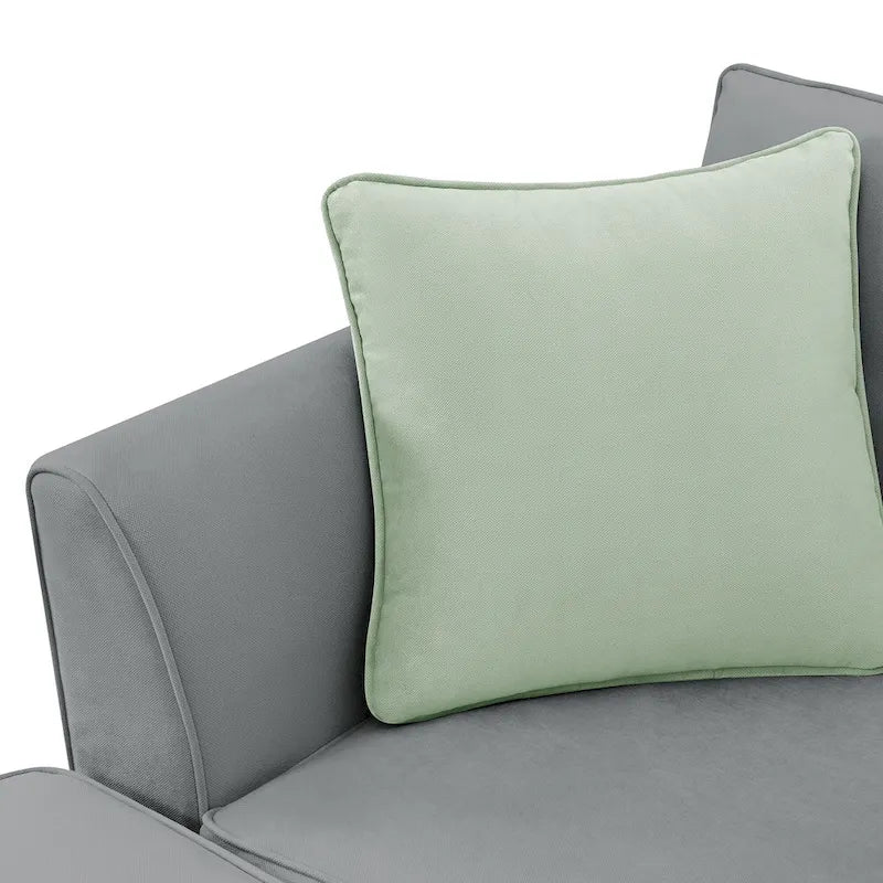 112*87 Ecksofa Sofas Wohnzimmer-Sets 7-Sitzer Modulares Ecksofa mit 3 Kissen, Grau