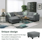112*87 Ecksofa Sofas Wohnzimmer-Sets 7-Sitzer Modulares Ecksofa mit 3 Kissen, Grau