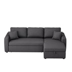 Polster Schlafsofa Ecksofa Grau mit Stauraum, 2 Wurfkissen