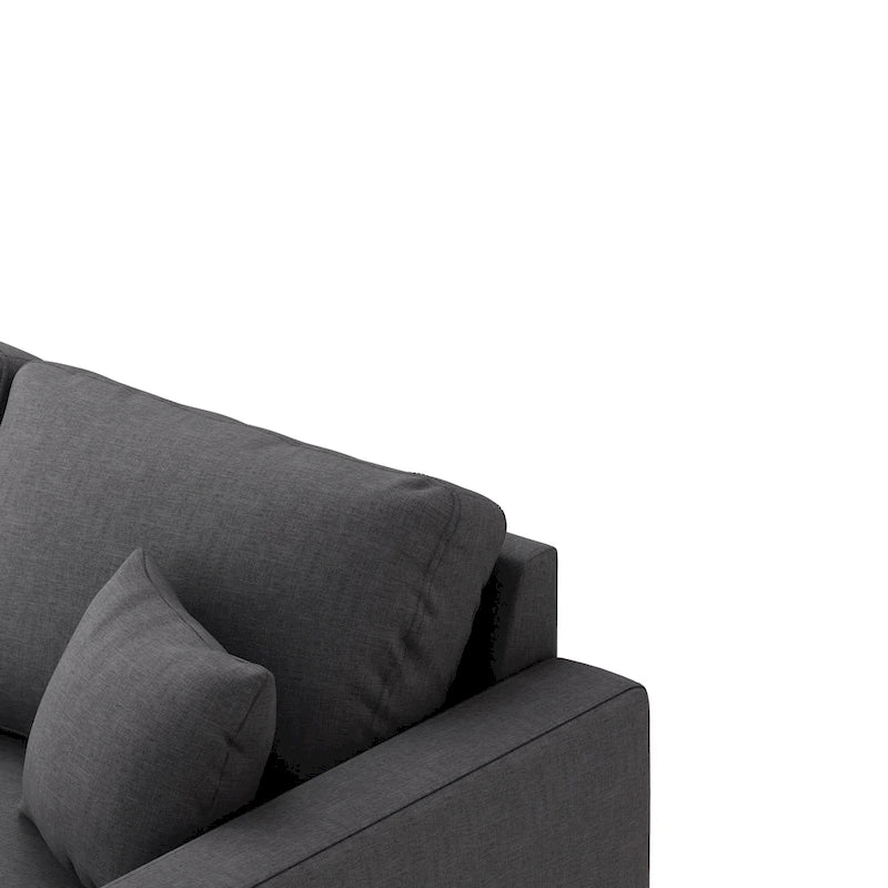 Polster Schlafsofa Ecksofa Grau mit Stauraum, 2 Wurfkissen
