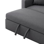 Polster Schlafsofa Ecksofa Grau mit Stauraum, 2 Wurfkissen