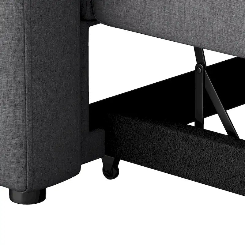 Polster Schlafsofa Ecksofa Grau mit Stauraum, 2 Wurfkissen
