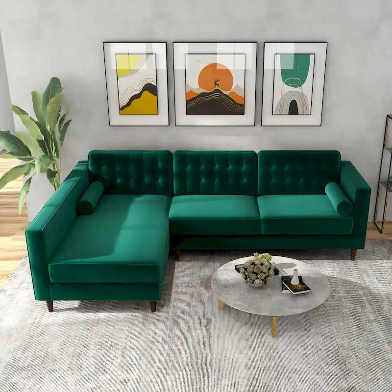 Ora Modernes Ecksofa aus Samt für das Wohnzimmer in Grün