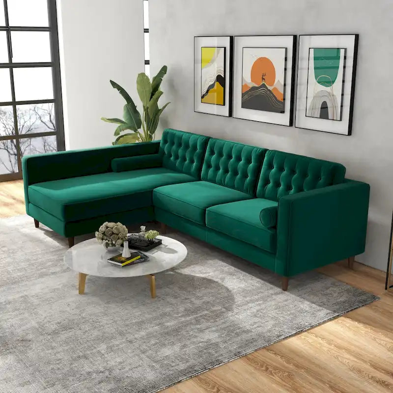 Ora Modernes Ecksofa aus Samt für das Wohnzimmer in Grün