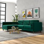 Ora Modernes Ecksofa aus Samt für das Wohnzimmer in Grün