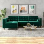 Ora Modernes Ecksofa aus Samt für das Wohnzimmer in Grün