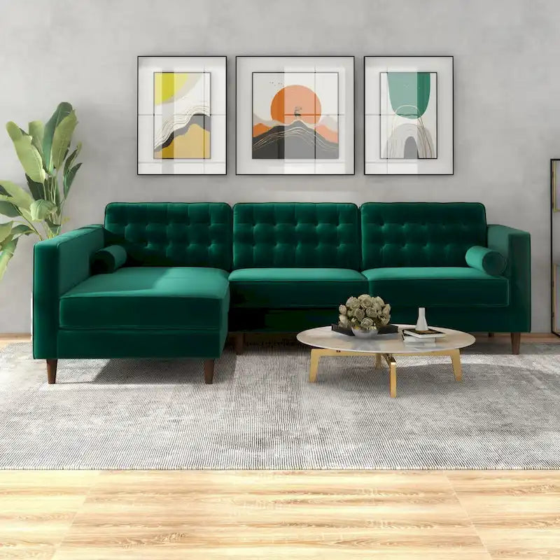 Ora Modernes Ecksofa aus Samt für das Wohnzimmer in Grün