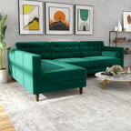 Ora Modernes Ecksofa aus Samt für das Wohnzimmer in Grün