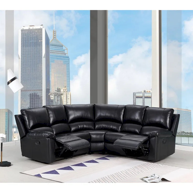 HomeRoots Schwarzes U-förmiges dreiteiliges Ecksofa aus Polyestermischung mit Liegefunktion – 80