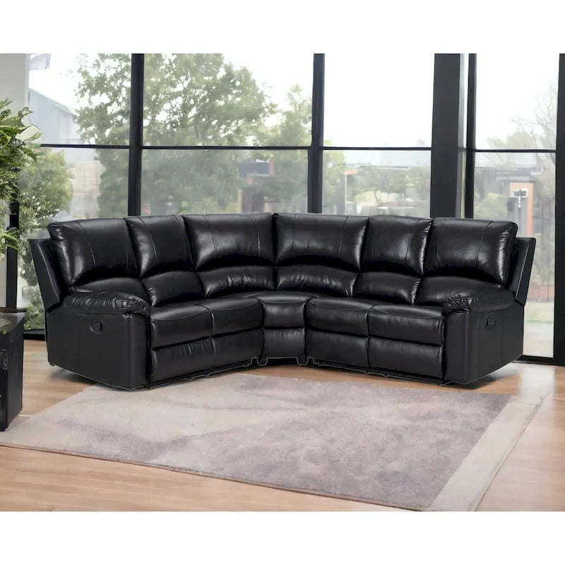 HomeRoots Schwarzes U-förmiges dreiteiliges Ecksofa aus Polyestermischung mit Liegefunktion – 80