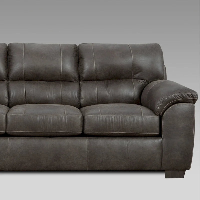 Roundhill Furniture Tirana Modernes Stoff Ecksofa mit Kissenauflage in Sequoia Ash