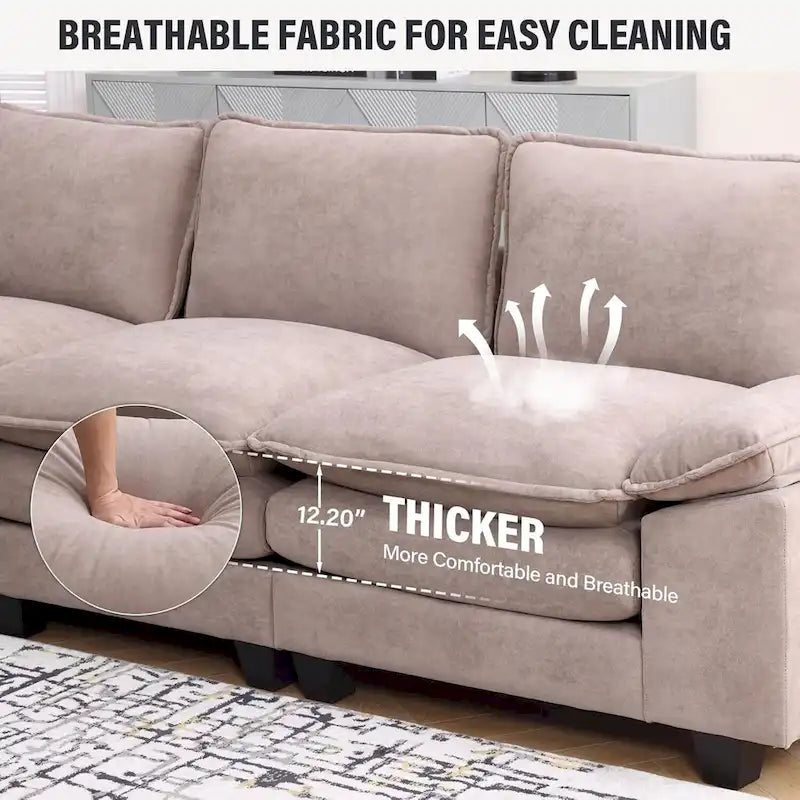25.2 Tiefsitz-Ecksofa 3-Sitzer L-Form Design für Wohnzimmer