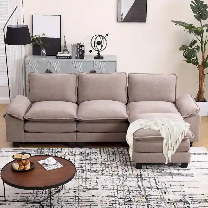 25.2 Tiefsitz-Ecksofa 3-Sitzer L-Form Design für Wohnzimmer