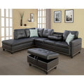 Schnittsofa aus Kunstleder mit Ottomane und 2 Kissen