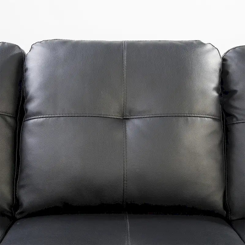 Schnittsofa aus Kunstleder mit Ottomane und 2 Kissen